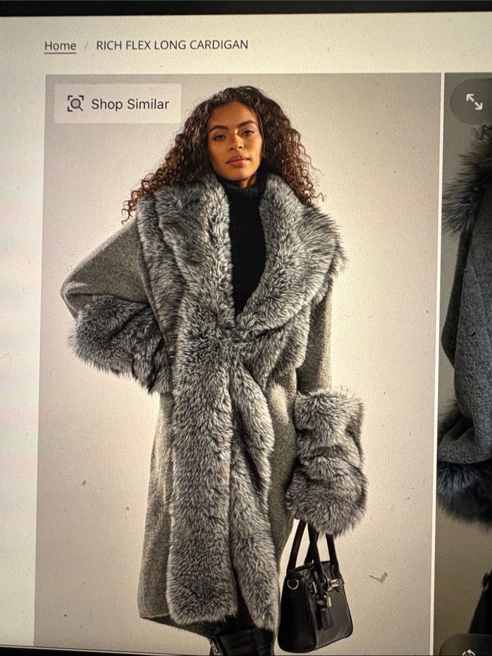 AKIRA Gray Faux-Fur Trim Teddy Coat